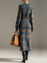 Urban Plaid V Neck Maxi Sweater Dress