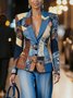 Casual Printing Random Print Lapel Collar Blazer