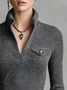 Yarn/Wool Yarn Casual Plain Buttoned Sweater