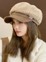 Winter cashmere fashion leather label octagonal hat winter warm cold-proof duckbill hat