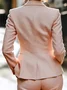 Elegant Buttoned Plain Lapel Collar Blazer