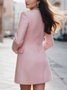 Urban  Buttoned Plain Crew Neck Coat