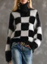 Casual Plaid Turtleneck Sweater