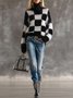 Casual Plaid Turtleneck Sweater