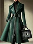 Urban Split Joint Color Block Lapel Collar Coat No Belt