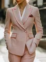 Elegant Buttoned Plain Lapel Collar Blazer