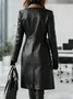 Urban Color Block Stand Collar Faux Leather Coat