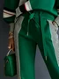 Casual Colorblock Ankle Cuffed Pants