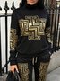 Casual Geometric Printing Turtleneck  Sweatshirt