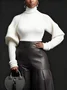 Urban Minimalist Turtleneck Puff Sleeve Sweater