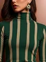 Urban Striped Printing Turtleneck T-shirt
