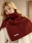 Slit button high collar pullover shawl scarf