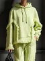 Casual Plain Tassel Hoodie Hoodie