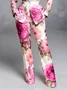 Elegant Floral Printing Straight Pants