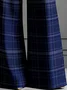 Urban Plaid Printing Wide Leg Fashion Pants No Belt