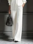 Casual Plain Sweater Wide Leg Pants