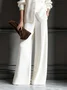 Casual Plain Sweater Wide Leg Pants