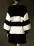 Casual Striped Shirt Collar Mini Sweater Dress No Belt