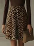 Urban Leopard Printing Turtleneck Knee Length Dress