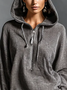 Corduroy Casual Plain Zipper Hoodie