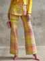 Urban Geometric Plaid Straight-Leg Pants