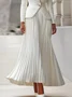 Elegant Pleated Plain Maxi Skirt