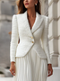 Elegant Buttoned Plain Cross Neck Jacket