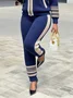 Casual Color Block Sporty Knit Pants