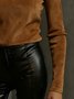 Suede Urban Plain Stand Collar Faux Leather Top