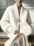 Urban Faux Mink V-Neck Sweater Cardigan with Brooch
