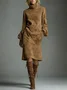 Urban Suede-Look Midi Dress with Pockets