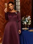 Elegant Plain Slit Off The Shoulder Maxi Dress With Brooch