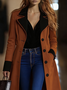 Urban Buttoned Color Block Suede Coat