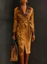 Urban Split Joint Color Block Lapel Collar Faux Leather Coat With Belt