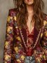 Elegant Printing Floral Lapel Collar Blazer