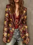 Elegant Printing Floral Lapel Collar Blazer