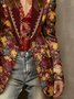Elegant Printing Floral Lapel Collar Blazer