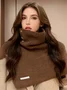 Slit button high collar pullover shawl scarf