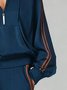 Casual Color Block Webbing Loosen Raglan Sleeves Hoodie