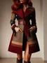 Urban Printing Plaid Lapel Collar Coat With Belt