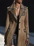 Urban Suede Split Joint Color Block Lapel Collar Faux Leather Coat