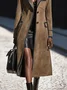 Urban Suede Split Joint Color Block Lapel Collar Faux Leather Coat