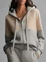 Casual Zipper Color Block Hoodie