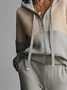 Casual Zipper Color Block Hoodie