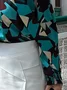 Elegant Abstract Graphic Printing Mock Neck Blouse