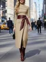 Urban Plain Irregular Craftsmanship Midi Dress With Belt