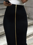 Plus Size Urban Zipper Plain Maxi Skirt