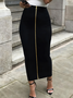 Plus Size Urban Zipper Plain Maxi Skirt