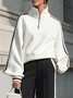 Casual Color Block Binding Stand Collar Raglan Sleeves Sweatshirt