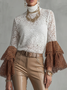 Lace Elegant Color Block Turtleneck Blouse